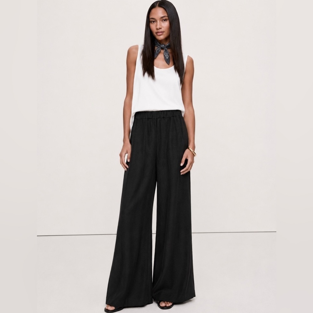 NWT! Banana Republic High-Rise Wide-Leg Viscose-Linen Pant 734121 🖤